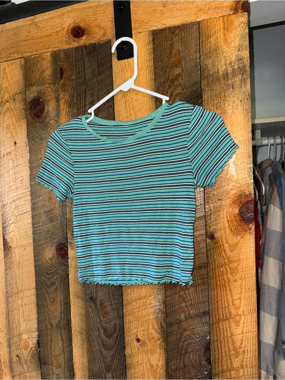 Striped Short Sleeve Crop Top